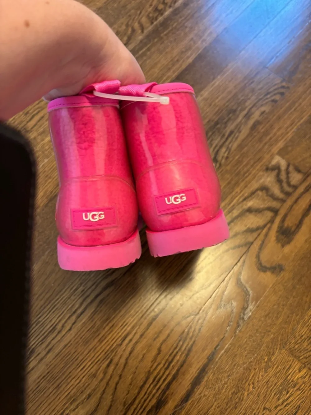 UGG Kids Classic Mini II Shearling Rain Boots Pink Size 3 Waterproof